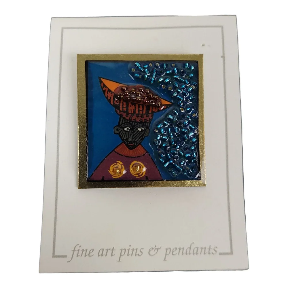 Vintage Bonnie Kondor 3D Collar Brooch Fine Art Collectible Pin Mixed Media NEW